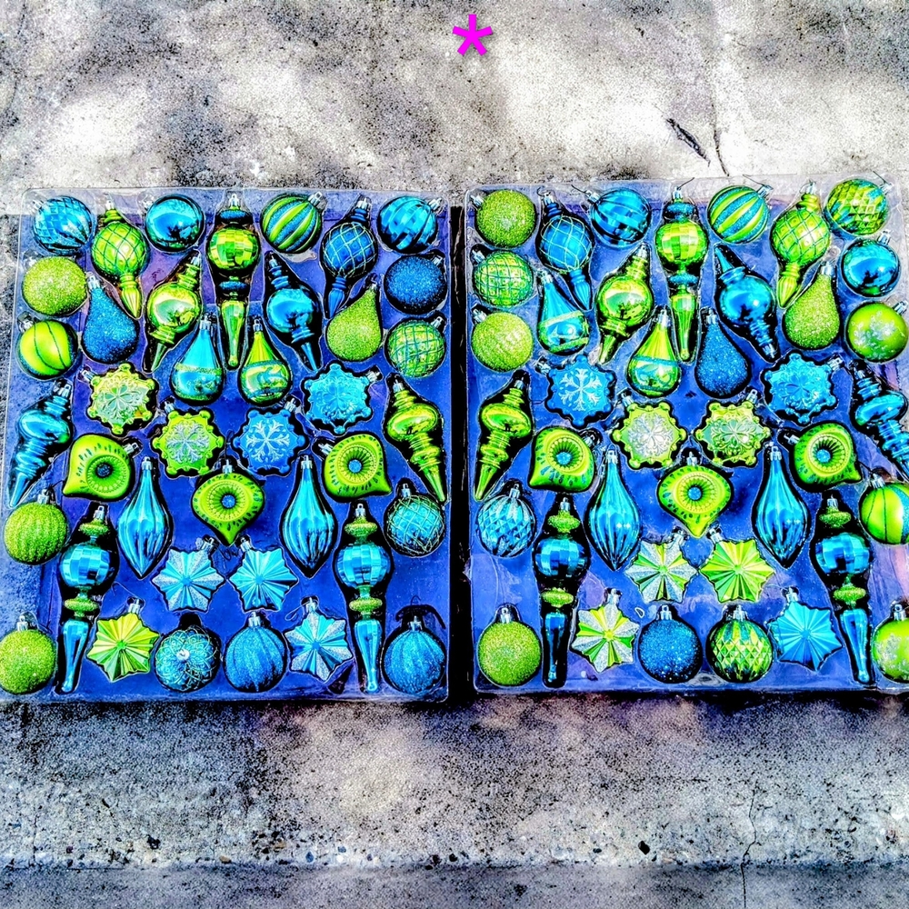 SOLD Piece Retro & Turquoise & Lime Green Polymer Christmas Ornaments